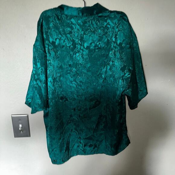 Vintage Victoria Secret Gold Label Emerald Green Paisley top sz l - Picture 1 of 4